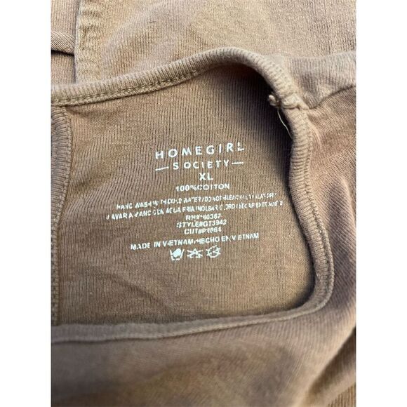 Homegirl Society Women's Cropped Top Motorcycle Graphic Tee Size XL Brown - Picture 4 of 5